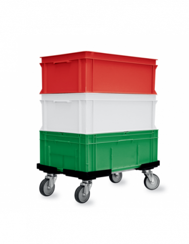 Wagen für Kisten 40 x 60 cm, Lenkrollen