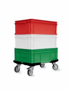 Wagen für Kisten 40 x 60 cm, Lenkrollen (1x Feststellbremse)