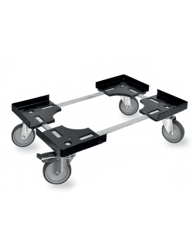 Vozík na přepravky 40 x 60 cm, otočná kolečka (1x brzda)