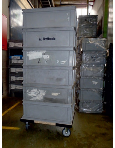 Wagen für Kisten 40 x 60 cm, Lenkrollen (1x Feststellbremse)