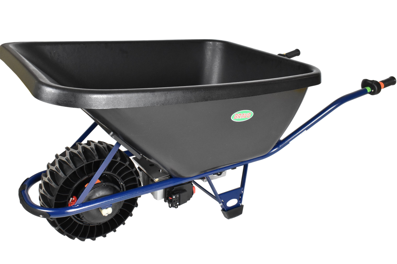 Motúčko EXTRA HERKULES - elektrické kolečko Standardní rám Plastová korba 200l Lamelová 16 cm 1x LiFePo 12 V / 25 Ah