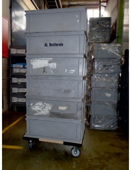 Wagen für Kisten 40 x 40 cm, Lenkrollen (1x Feststellbremse)