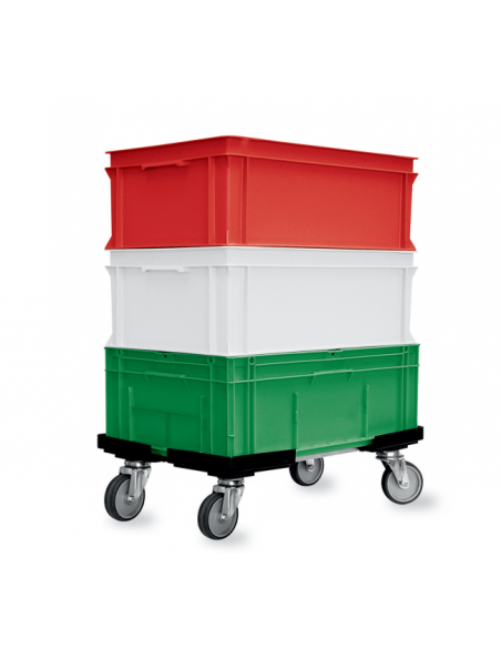 Wagen für Kisten 40 x 60 cm, Lenkrollen